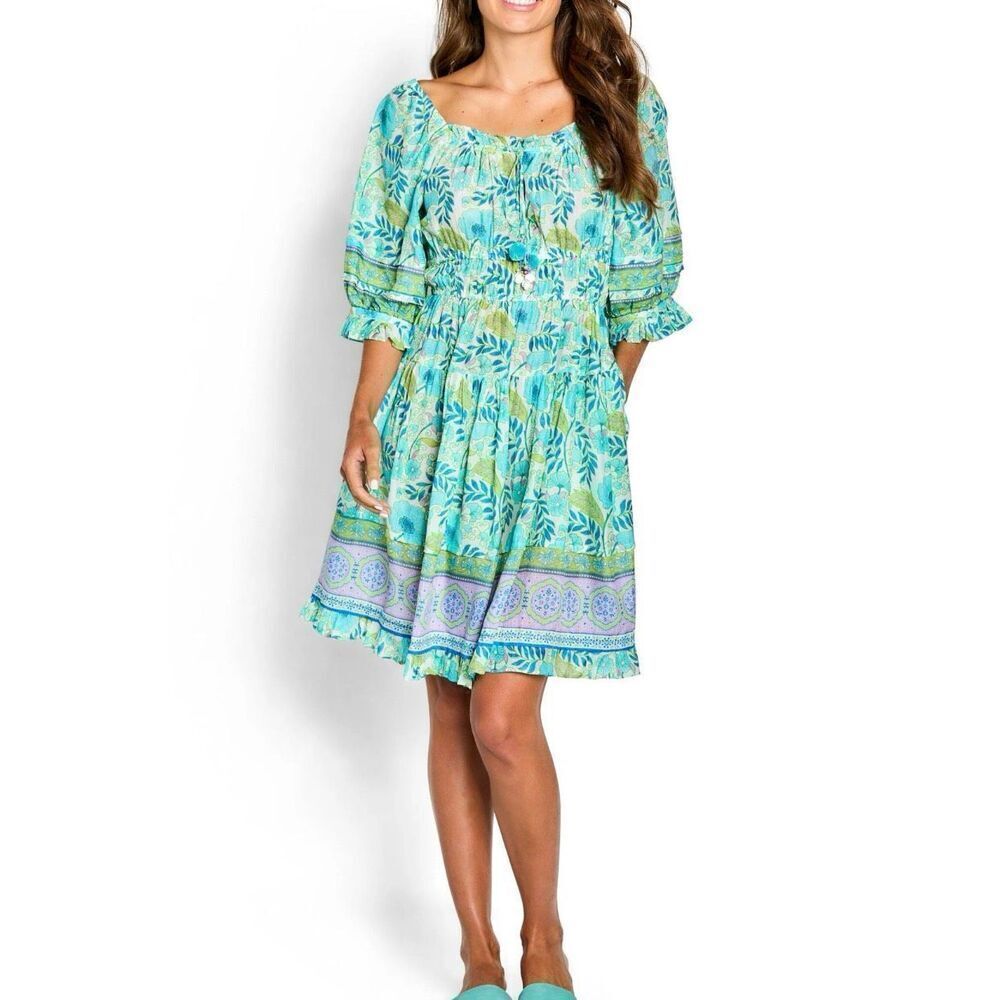 Bella Tu Poppy shirred waist smocked floral dress size XL